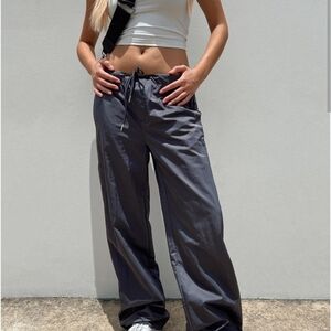 NWT Princess Polly Harran Parachute Pants In Charcoal Grey